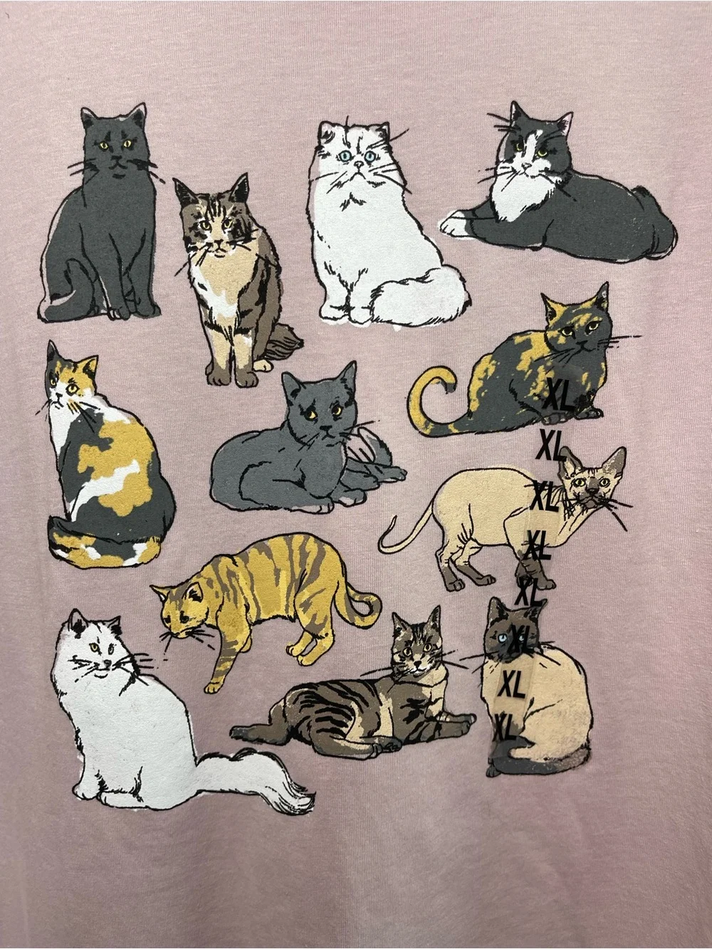 Mighty Fine size extra large cat kitty T shirt mauve pink new with tags NWT new